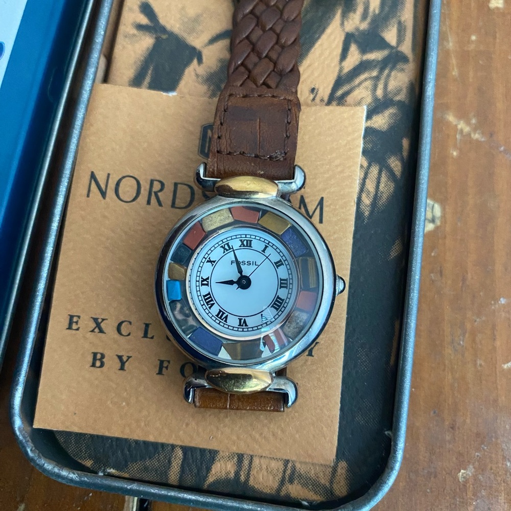 1994 MULTI COLOR STONE FOSSIL WATCH ES-8585